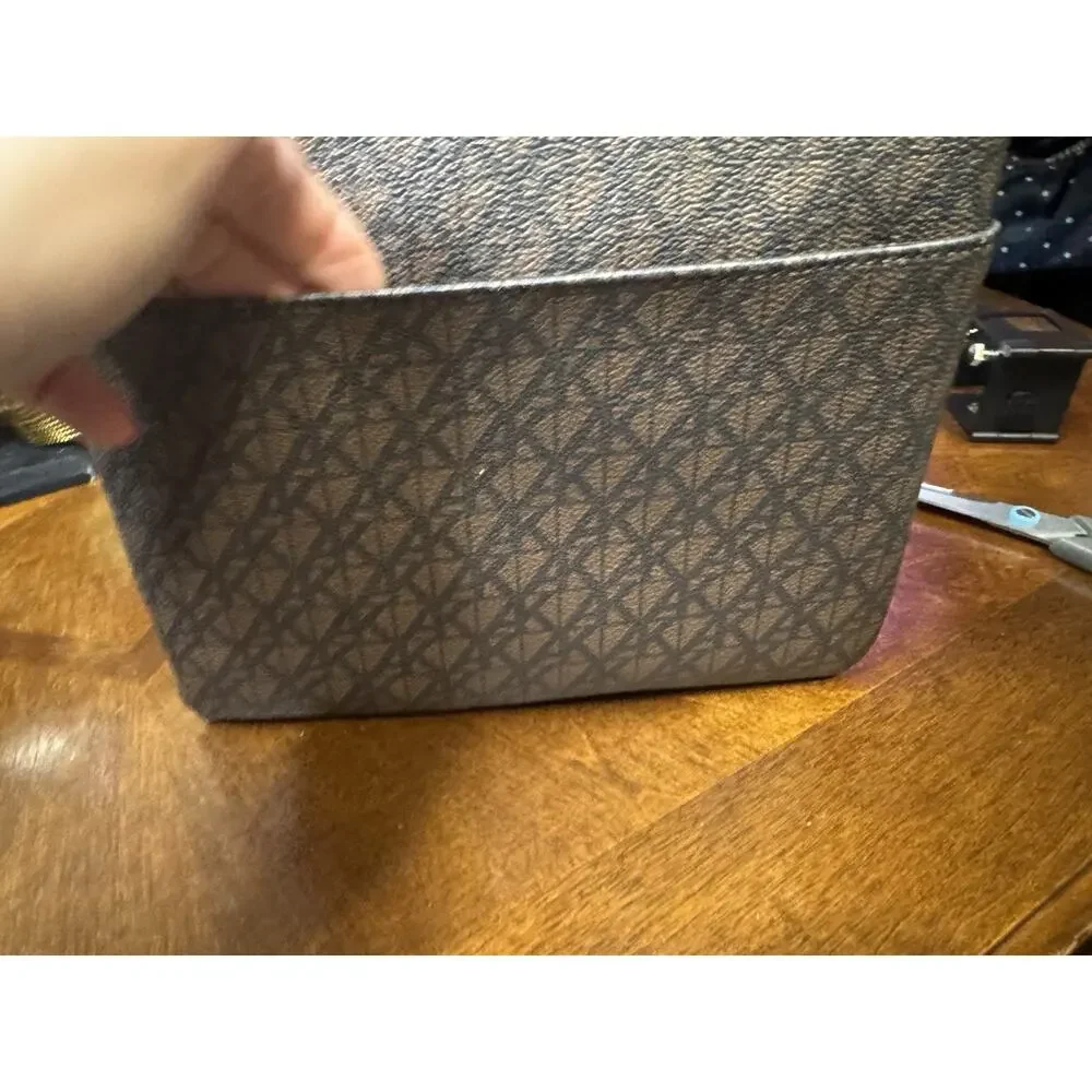 Anne Klein Black/Brown Logo Wristlet Pouch Clutch Wristlet for Women